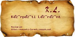 Kárpáti Lóránt névjegykártya
